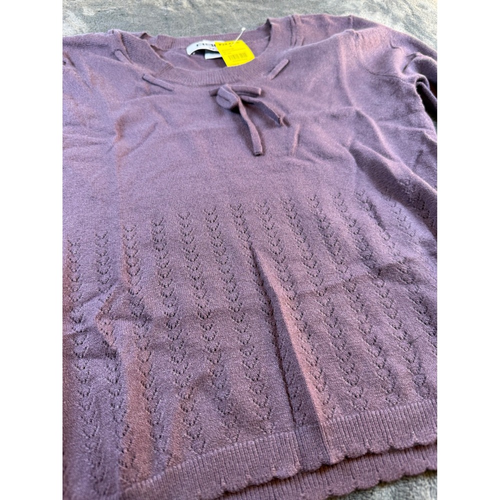 RSQ Tillys Girls Plum‎ Knit Sweater Bow Neck Cable Knit Trim Kids Large - Picture 3 of 8